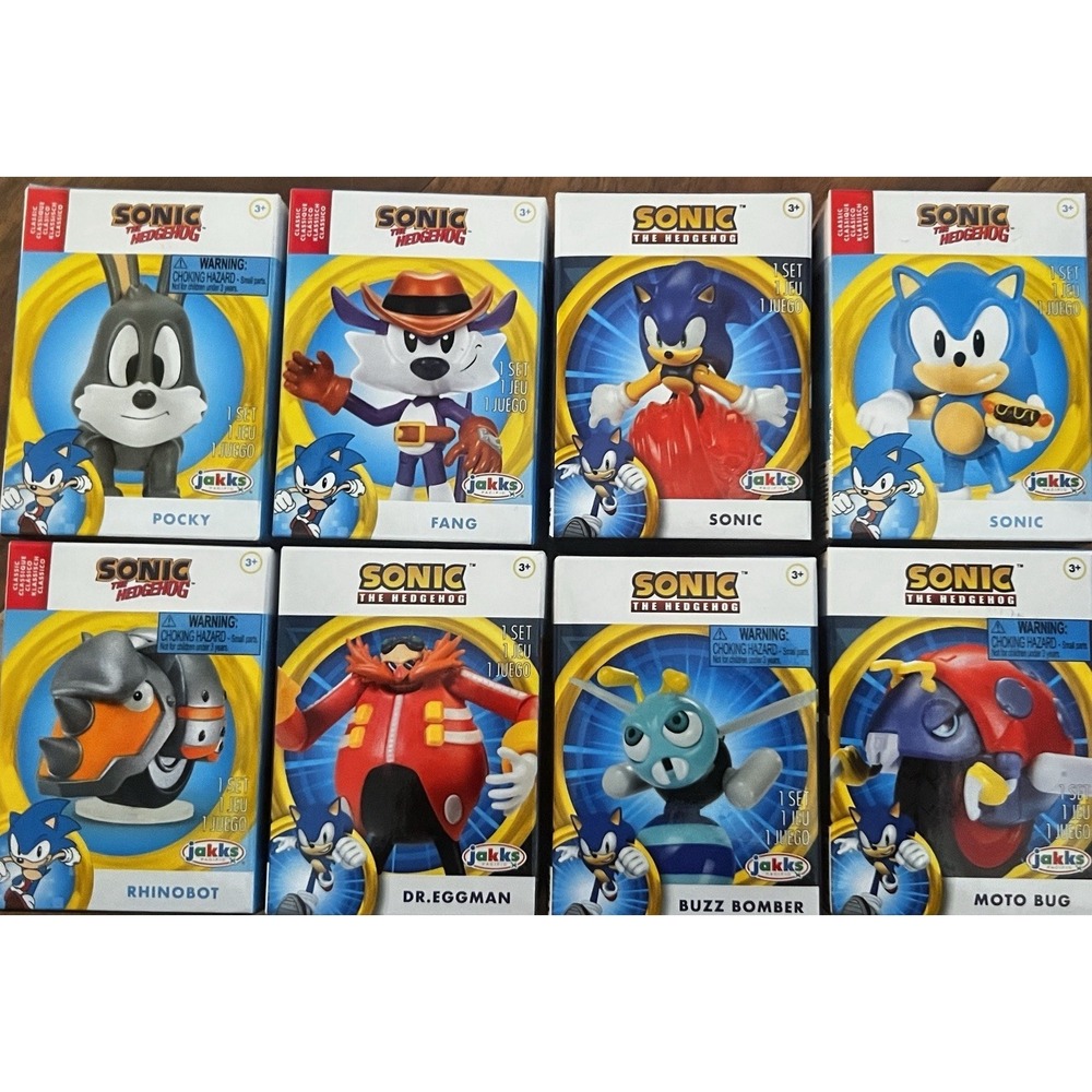 Sonic The Hedgehog Variety Lot Of 8 W/Display Eggman-Fang-Buzz-Motobug-+4 NIB